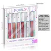 DUNUF 6-Piece Liquid Glitter Lipstick Set - Glossy Finish, Long-Lasting Waterproof Lip Stain in Mixed Color System, Orange, Pink 2