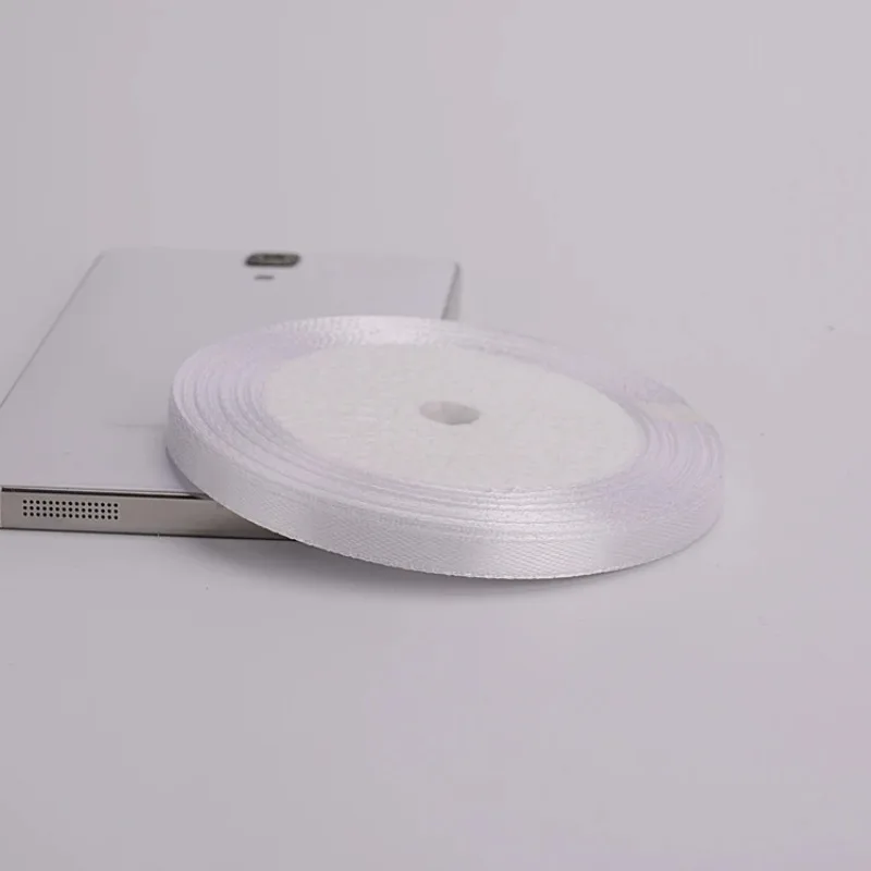 Polyester Satin Fabric Ribbon 6mm-50mm 25Yards white Chrismas Wedding Party Prom Decoration Cake Wrap DIY Accessories