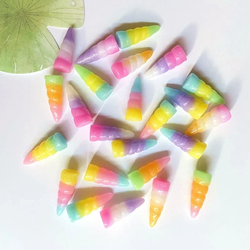 Resin Crafts Accessories 30Pcs/lots 3D 10*24mm Rainbow Gold Unicorn Corn Colorful Resin DIY Crafts Home Decorations Accessories Appliques Supply