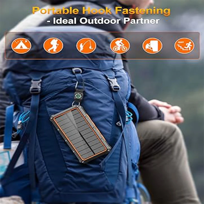 JayoWade Portable Wireless Fast Charger Solar Hand Crank Powerbank USB Input 20000Mah Capacity 10W Output Power Bank 5