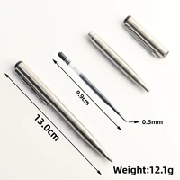 Metal Gel Pen Stainless Steel Push style Gel Pens 0.5mm Blue Black Ink Student School Stationery Supplies Silver Pen 2