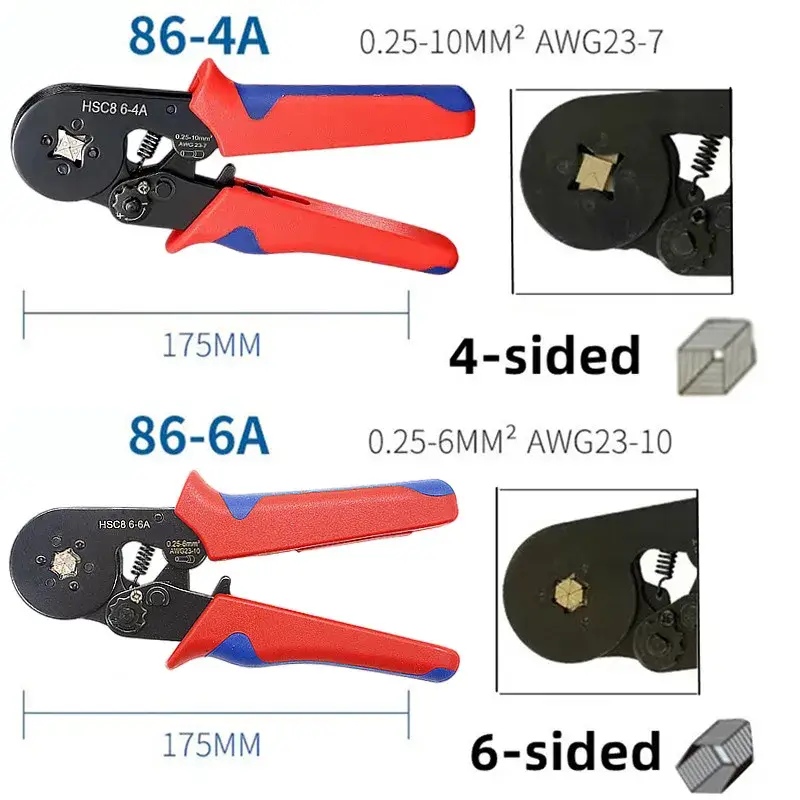 Boxed VE Tubular Crimp Terminals,Cable Electrical Connector,Insulated Wire Connectors,Tube Type Terminal Crimping Pliers HSC86-4 - Image 5
