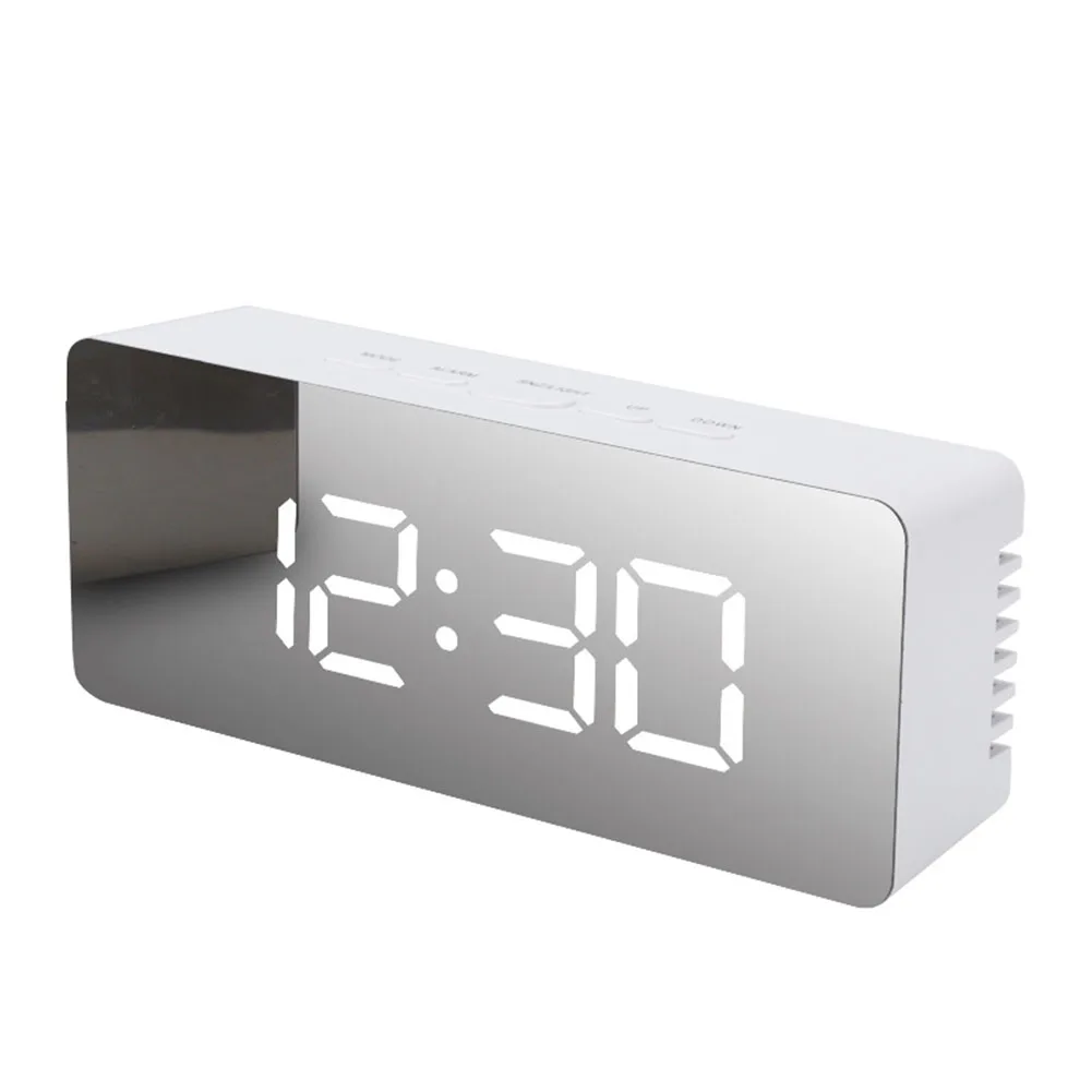 

LED Digital Alarm Clock Mirror Clock USB Desktop Temperature Electronic Clock Snooze Night Light Home Decoration
