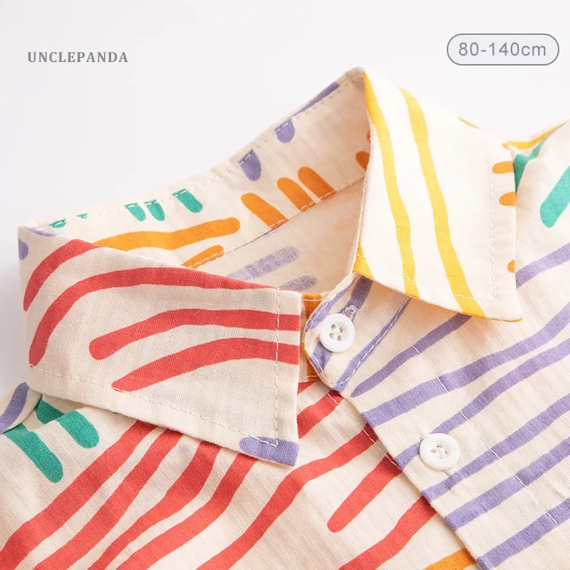 Boys Long Sleeve Striped Loose Shirt Jacket Autumn Spring Fashionable Children's Clothing Korean Version AE Stock