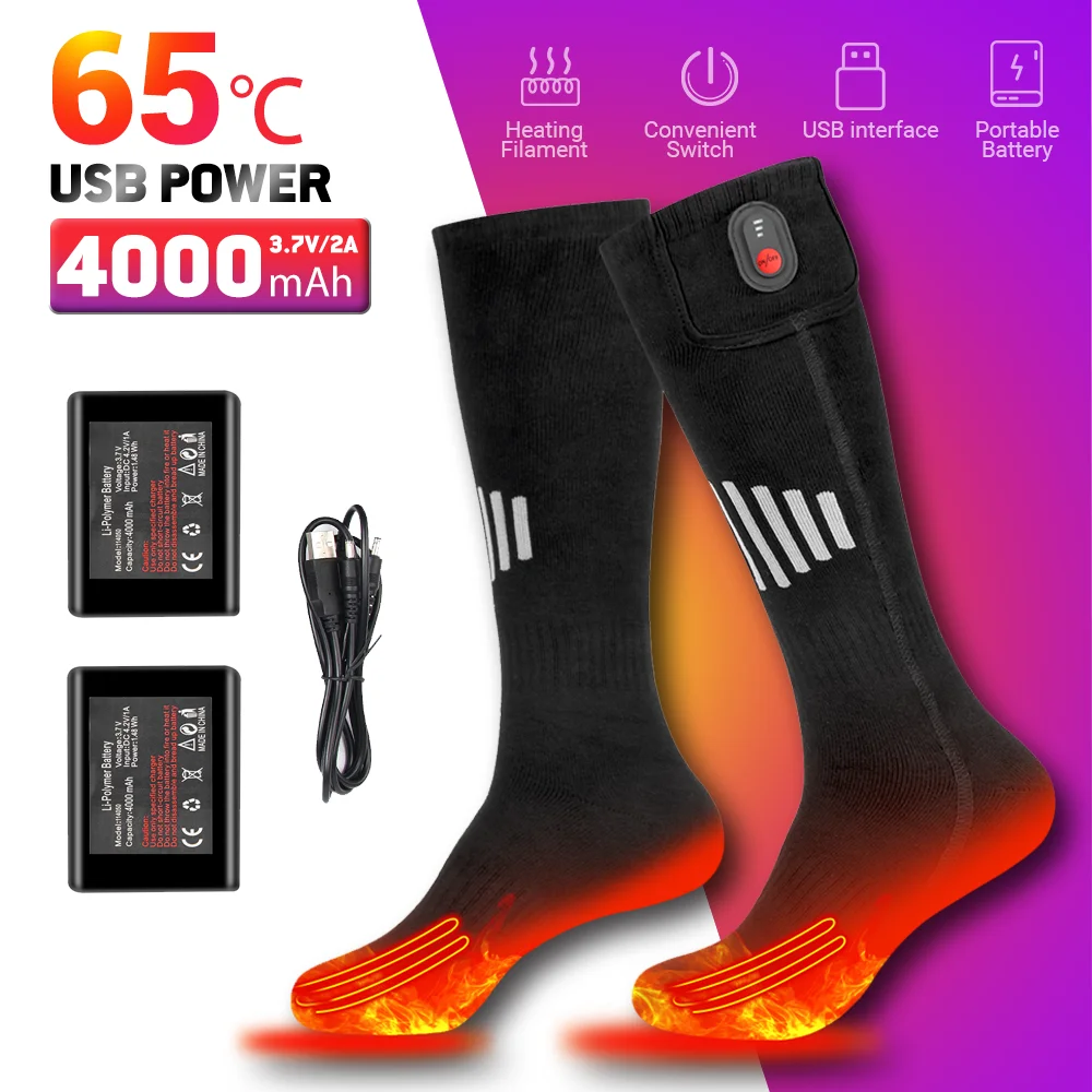 Heated Socks For Men Women 4000Mah Rechargeable
