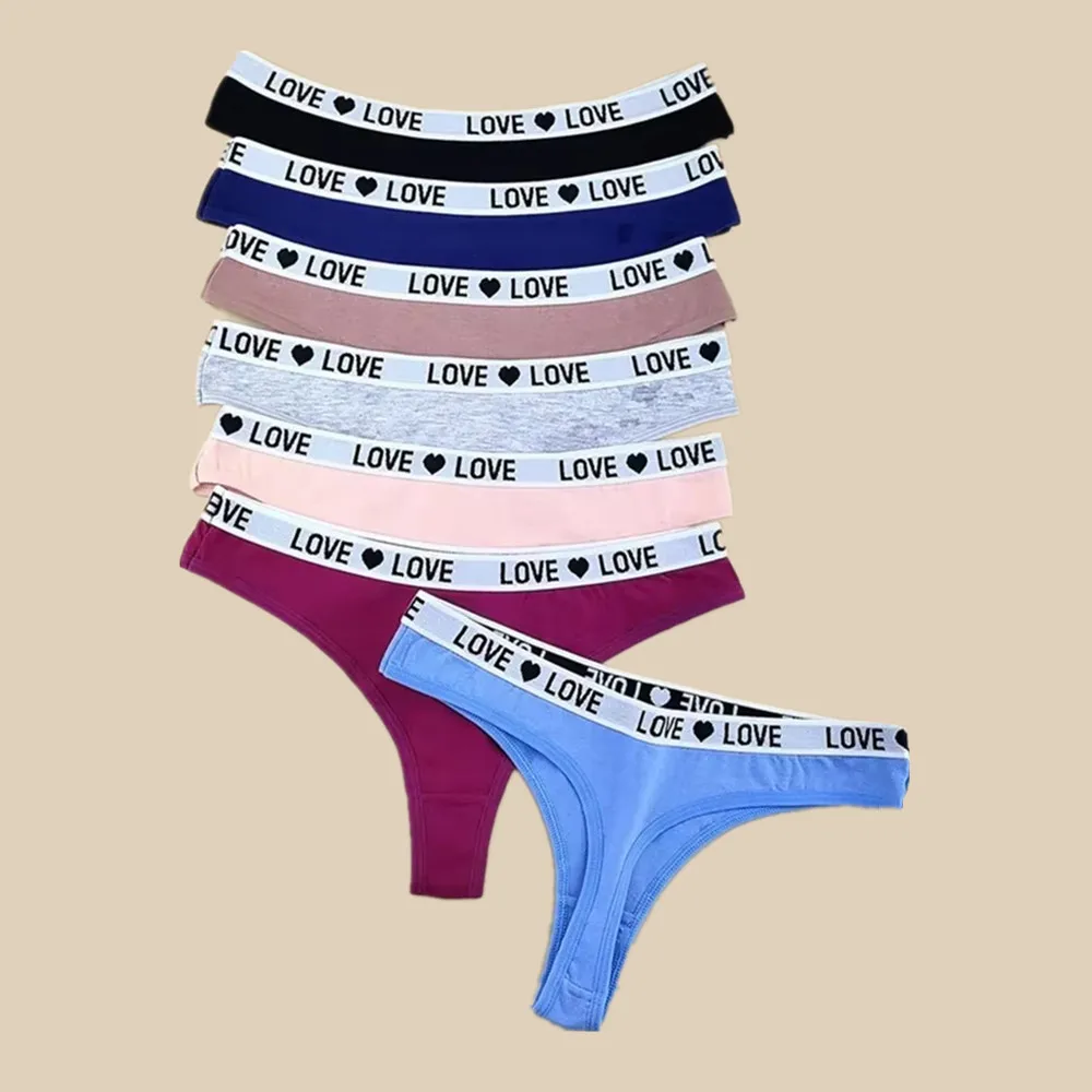3Pcs "Love" Letters Cotton Thong Sexy Ladies Panties Women's G-string Underwear…