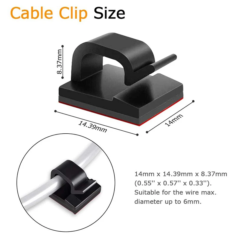 Self Adhesive Cable Management Organizer Clips Adjustable Wall Desk Tidy Data Wire Cord Fixer Fastener Clips for Home Office cable organizer