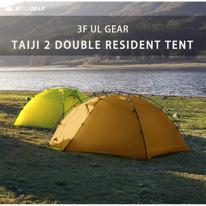 3F UL GEAR Taiji 2 Green and white 3-4 Season Camping Tent 15D Nylon ...