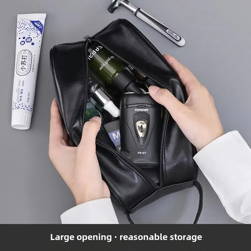 Men's Toiletry Bag Business Waterproof Wash Organizer Shaving Bag Pu Leather Cosmetic Bags Travel Lady Toiletries Makeup Handbag 2