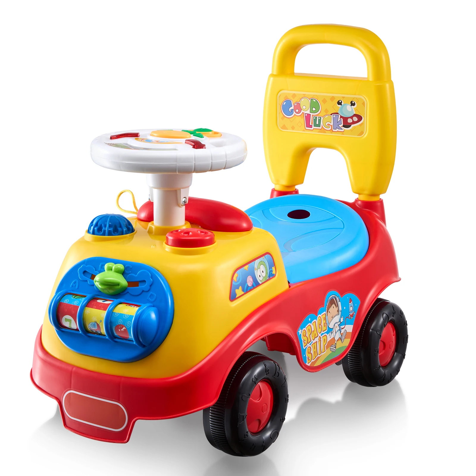 Toddler Ride On Push Car with Music and Storage