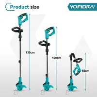 YOFIDRA tondeuse à gazon électrique sans fil jardin coupe gazon 100-135 cm longueur coupe outil électrique pour Makita 18 V batterie broche 5