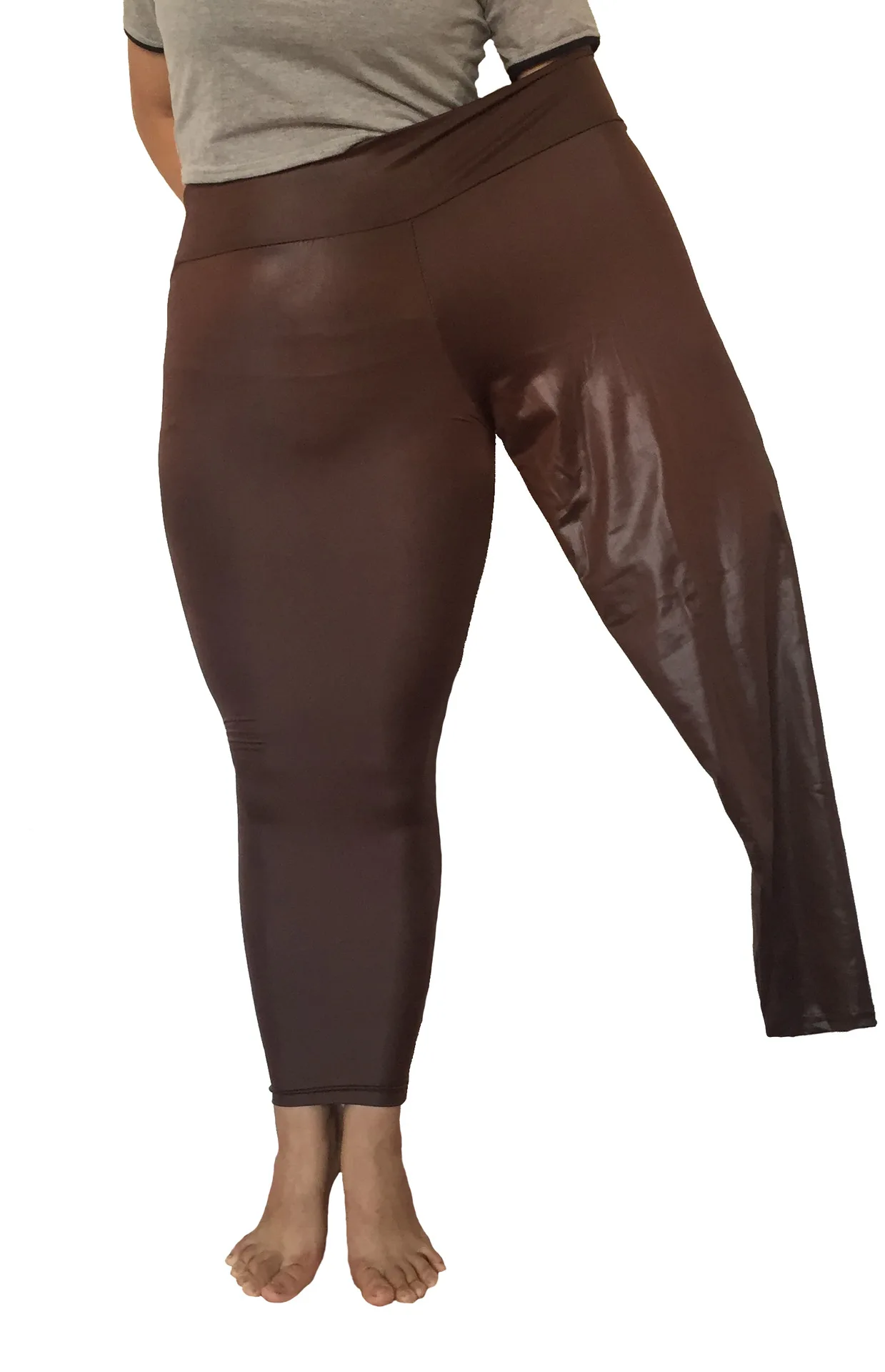 Plus Size Faux Leather Leggings Women Stretchy High Waist Pants