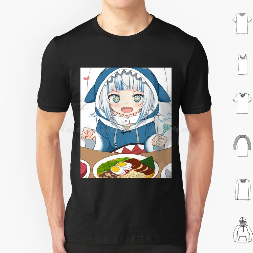 Gawr Gura-Holovive En T Shirt Big Size 100% Cotone Anime Manga Game Holovive En Super Chibi Kawaii One Dragon Piece Ball Sword