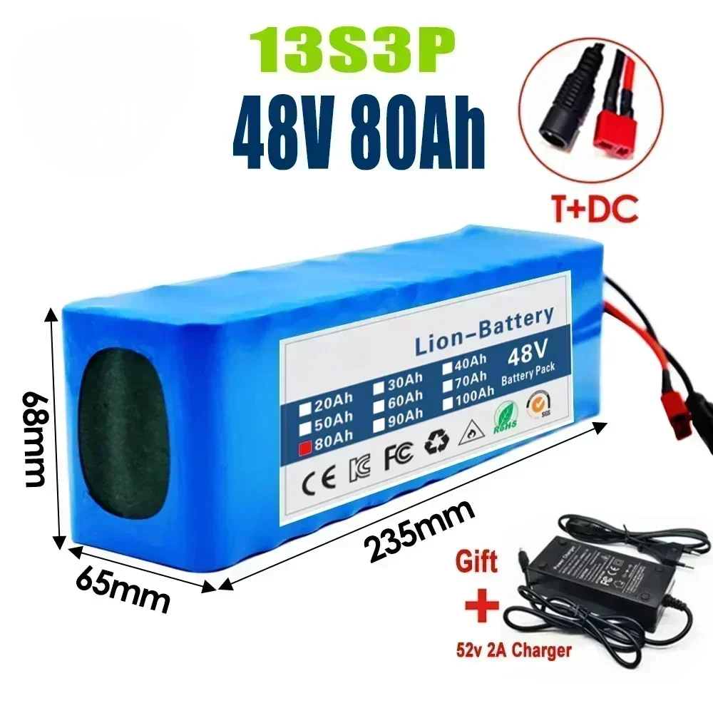 2025 Neuer 48V 100Ah 2000W 13S3P DC/T Lithium-Ionen-Akku Geeignet für 48V-Motoren mit BMS+54,6V-Ladegerät – Detail 2