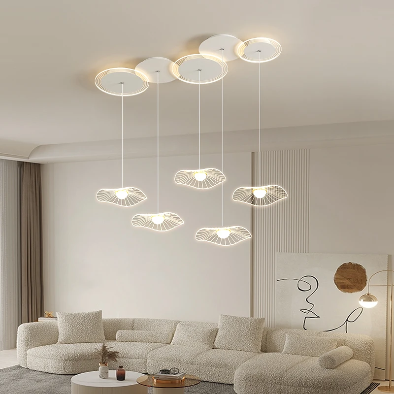 

Акриловый подвесной светильник в виде листьев лотоса, 120 см, подвесные светильники с дистанционным управлением для кухни, столовой