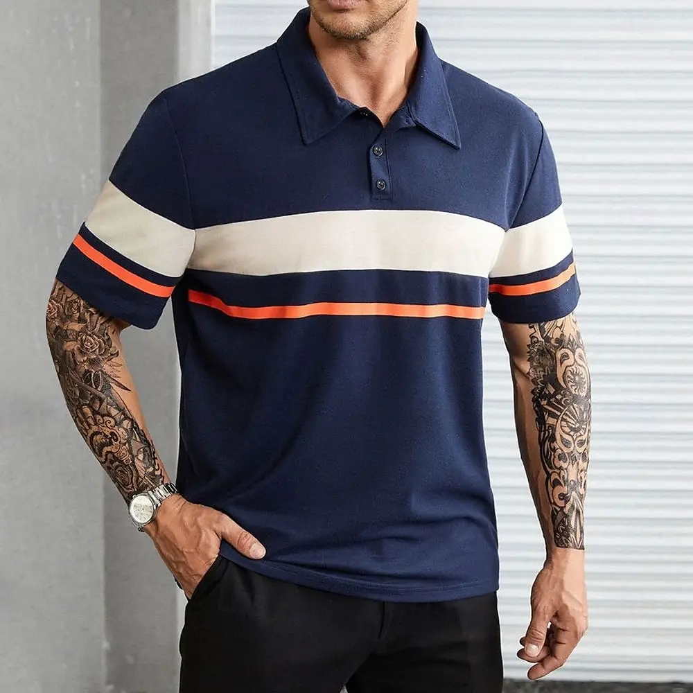 Summer Luxury Polo Shirt Mens Polo Large T Shirts Stritching Shorts Sleeve Turn-down Collar Business Tee Shirt Sweatwear 3XL 5