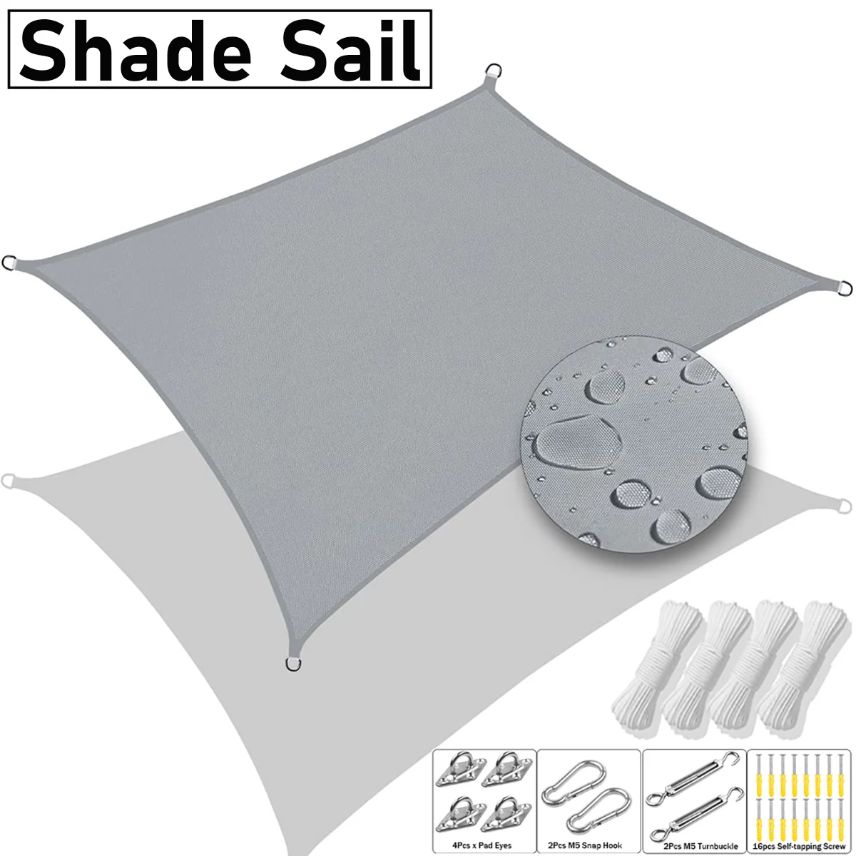 300D Waterproof Square Rectangular Shade sail Outdoor Garden Swimming Pool Awning Camping Hiking Sun shelter