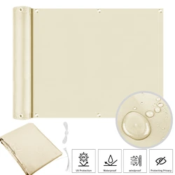 Waterproof Balcony Privacy Screen with UV Protection - 90x300CM (Cream White)