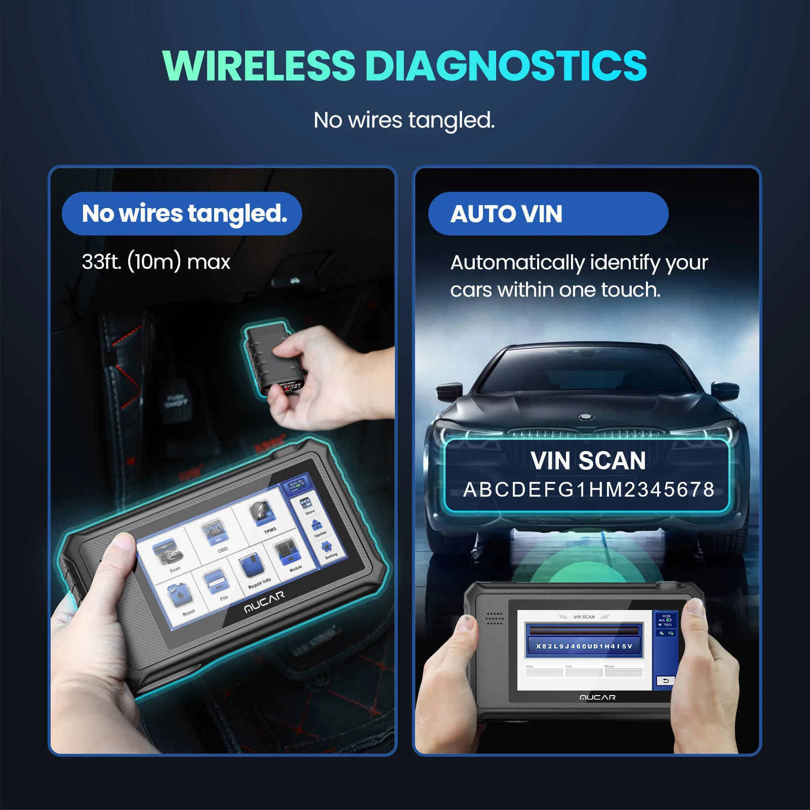 2023 MUCAR VO6 OBD2 Scanner 32GB All Systems Diagnostic with 28 Reset Auto  VIN/IMMO/EPB/BMS/SAS/ABS Sevice Lifetime Free Update