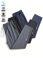 Pantalon droit décontracté pour hommes, doux, extensible, taille élastique, survêtement, classique coréen, bleu, noir, gris, marque, grande taille 1