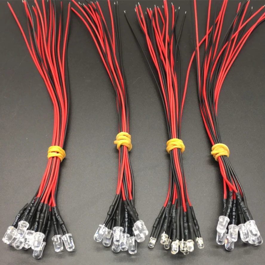 DC3V24V 사전 배선된 LED 전구 액세서리 DIY 발광 다이오드 표시등 선박 모형 장난감 자동차 투명 비드(베이스 포함)