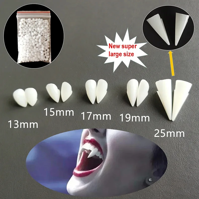 Eco-Friendly Vampire Fangs with Glue for Halloween and Cosplay