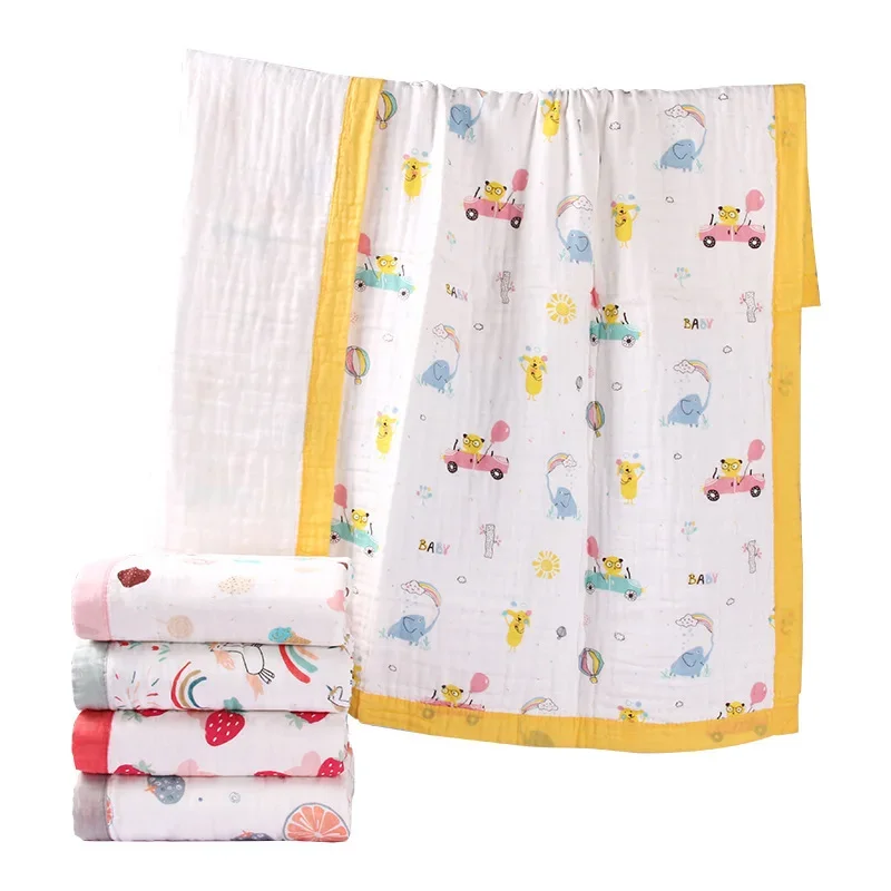 Warm and Breathable Baby Quilt made with A-Grade Cotton Gauze Luxurious 6-Layered A Cotton Gauze Baby Quilt