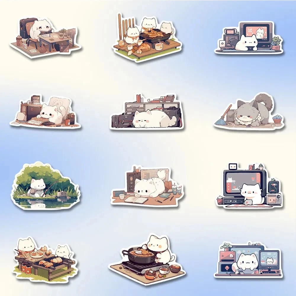 10/30/54pcs Kawaii Animal Cats Stickers Aesthetic Decoration Decals Waterproof DIY Phone Laptop Waterproof Cute Sticker for Kids 5