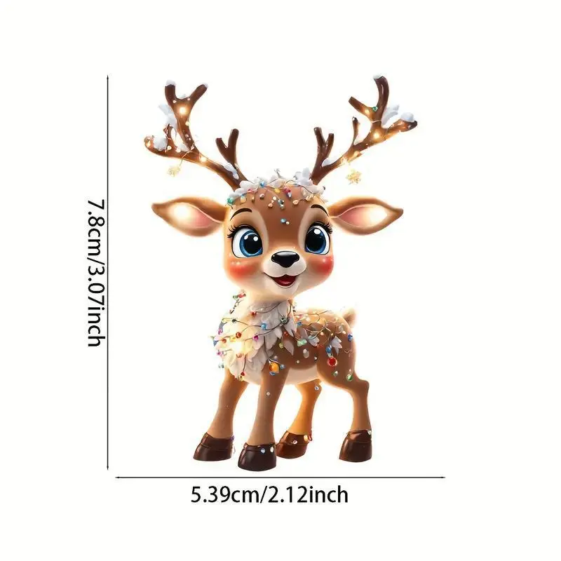 2D Acrylic Cartoon Fawn Christmas Tree Pendant Christmas Cartoon Cute Elk Hanging Decorations 2025 New Year Gifts Party Decor
