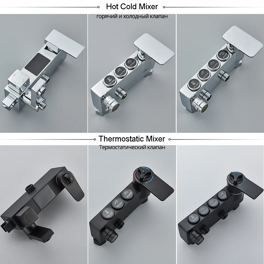 Bathroom Faucet Bathroom Shower Faucet Set Thermostatic Mixing Valve Chrome Thermostatic Shower Faucet Rainfall Set Shelf Bath Systems