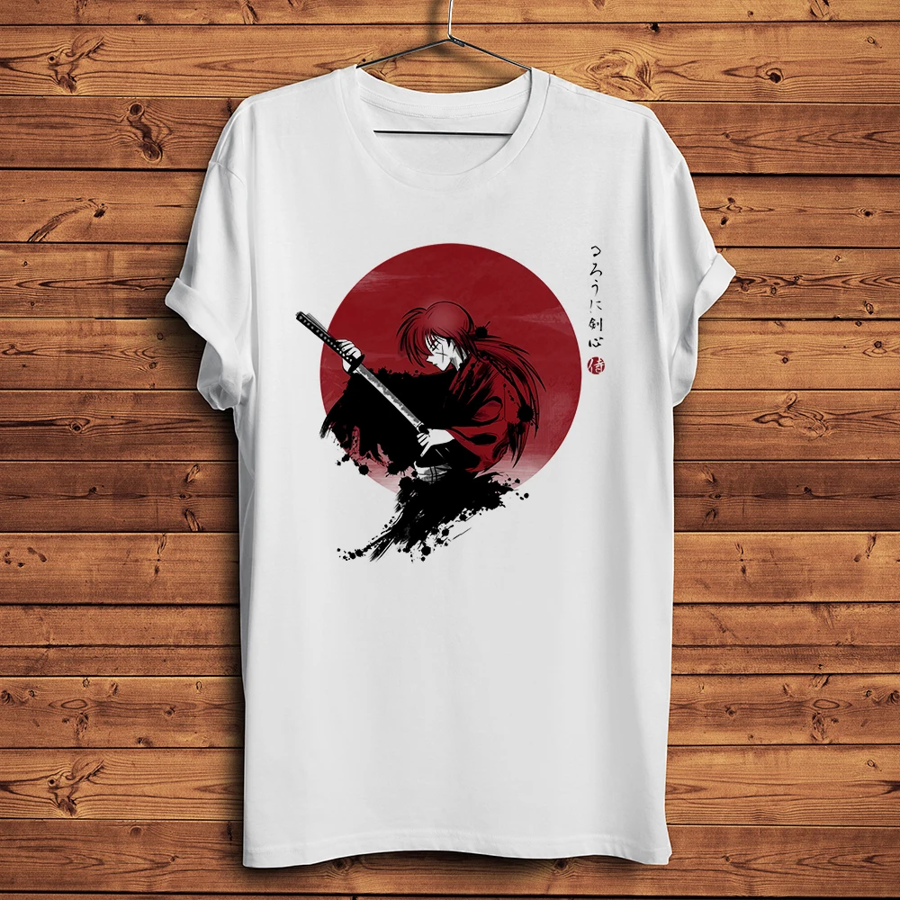 Rurouni samurai Himura Kenshin Funny anime T 셔츠 옴므 남성 반팔 티셔츠 유니섹스 스트리트웨어 통기성 티셔츠 스티커 없음
