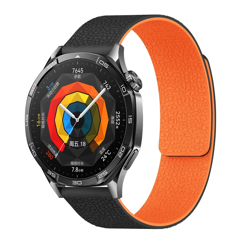Lychee Pattern Magnetic Loop Silicone Strap - Elegant 18mm/20mm/22mm Band