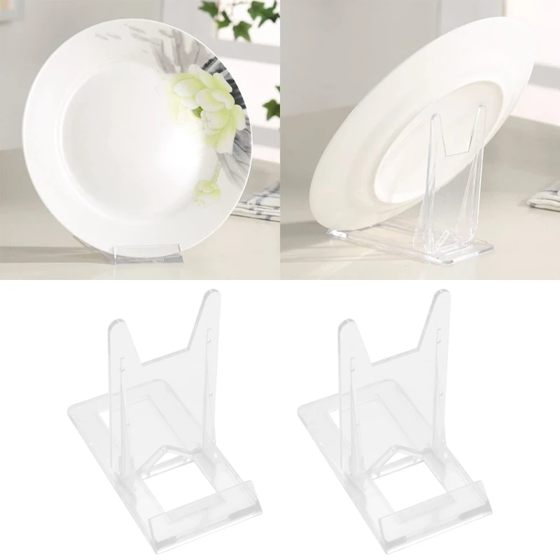 

ABHU 20 Pcs Display Stand, Acrylic Plate Stands Adjustable Sliding Clear Display Stand Easel Two Part For Plates,Books