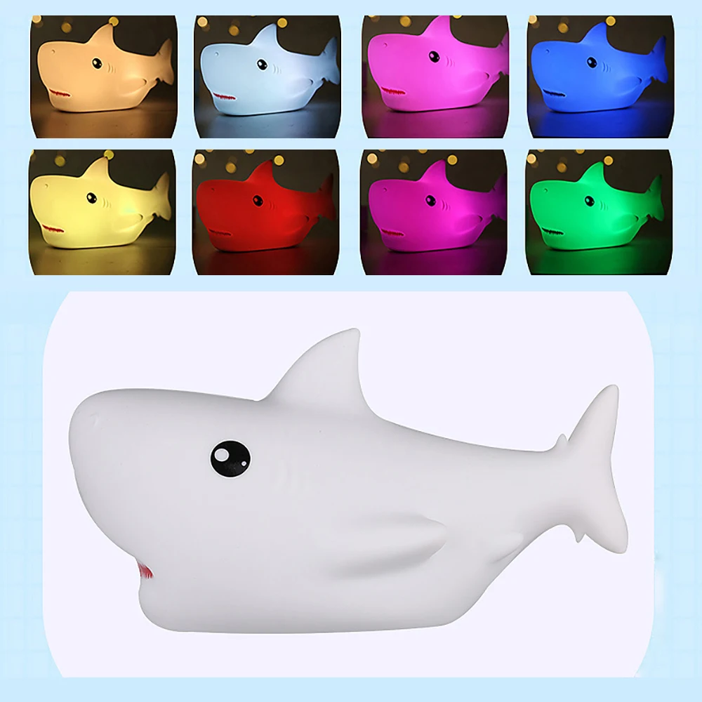 Silicone Lamp, Colorful Nightlight with Shark Shaped Design, Tap