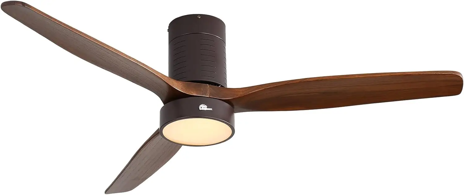 

Sofucor Ceiling Fan 52'' Low Profile Ceiling Fan with Lights Remote Control Wood Blades Dimmable Light Reversible DC Motor