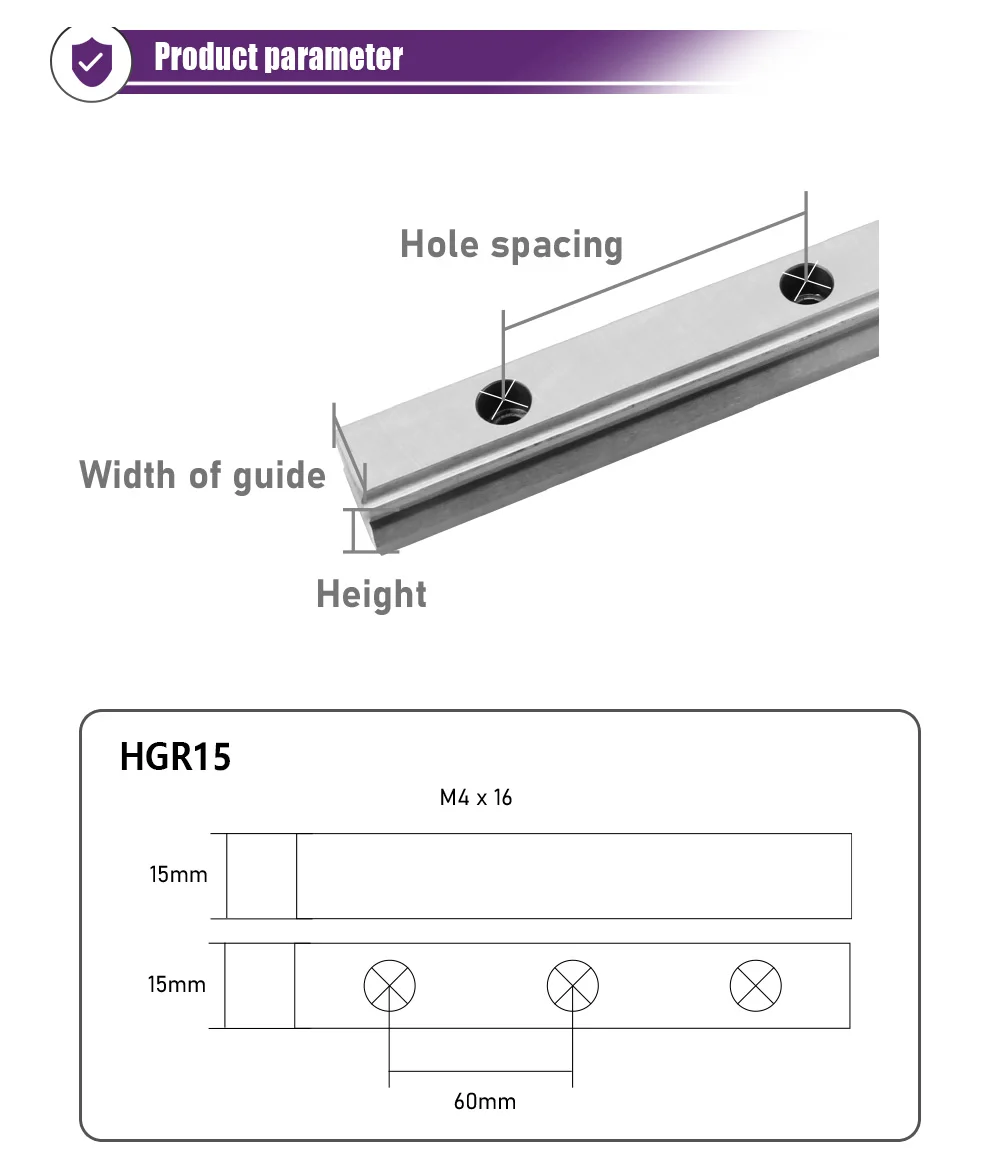 Description Picture 4 of itemMHCN 2PCS 200-500mm HGR15 Linear Rails Guides Linear + 2PCS Organ Dust Cover Guides Organ Guide Compression ratio 10:1 for CNC