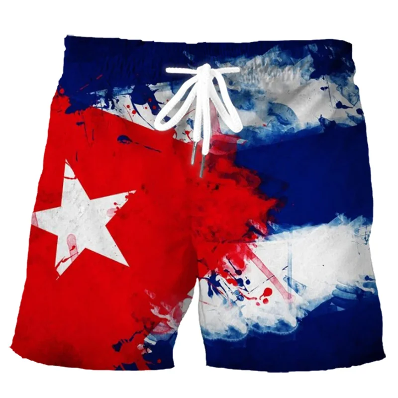 Retro 3D Printed Cuban Flag Beach Shorts Men Summer Casual Street Cube Pattern Short Pants Summer Quick Dry Surf Board Shorts 2