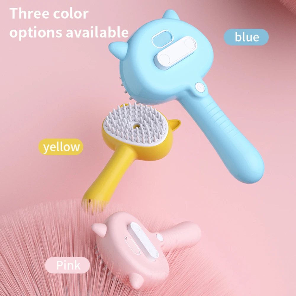 Pet Massage Comb USB Electric Self-cleaning Cat Steam Brush Cartoon Cat Long Handle Hair Remover Comb Dog Grooming Accessories 2