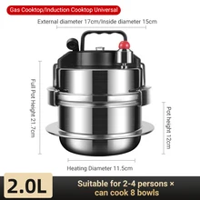 2L household mini pressure cooker 304 stainless steel household gas induction cooker outdoor small pressure cooker