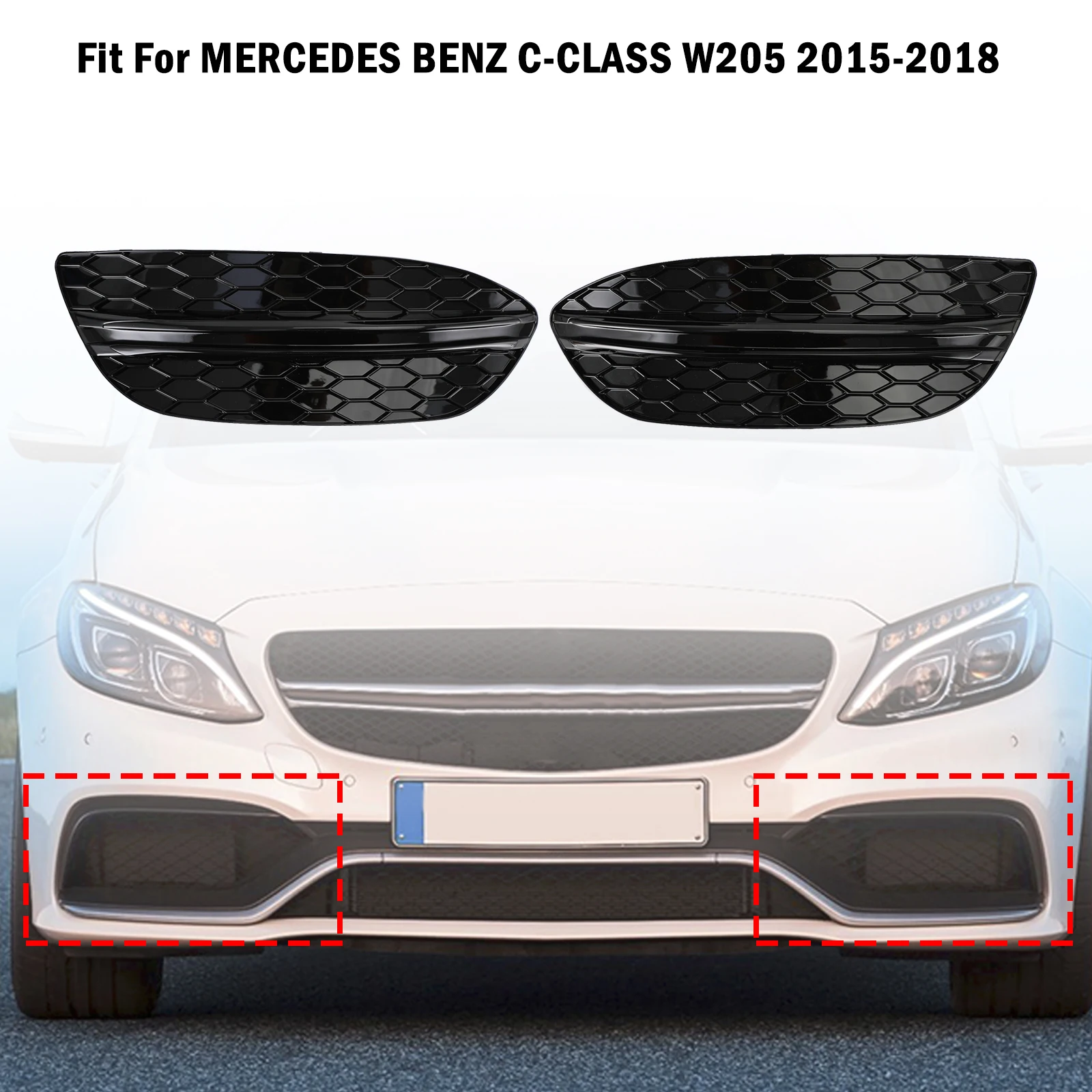 

Areyourshop, 2 шт., передняя противотуманная задняя крышка, подходящая для MERCEDES BENZ светильник W205 2015-2018, базовый седан