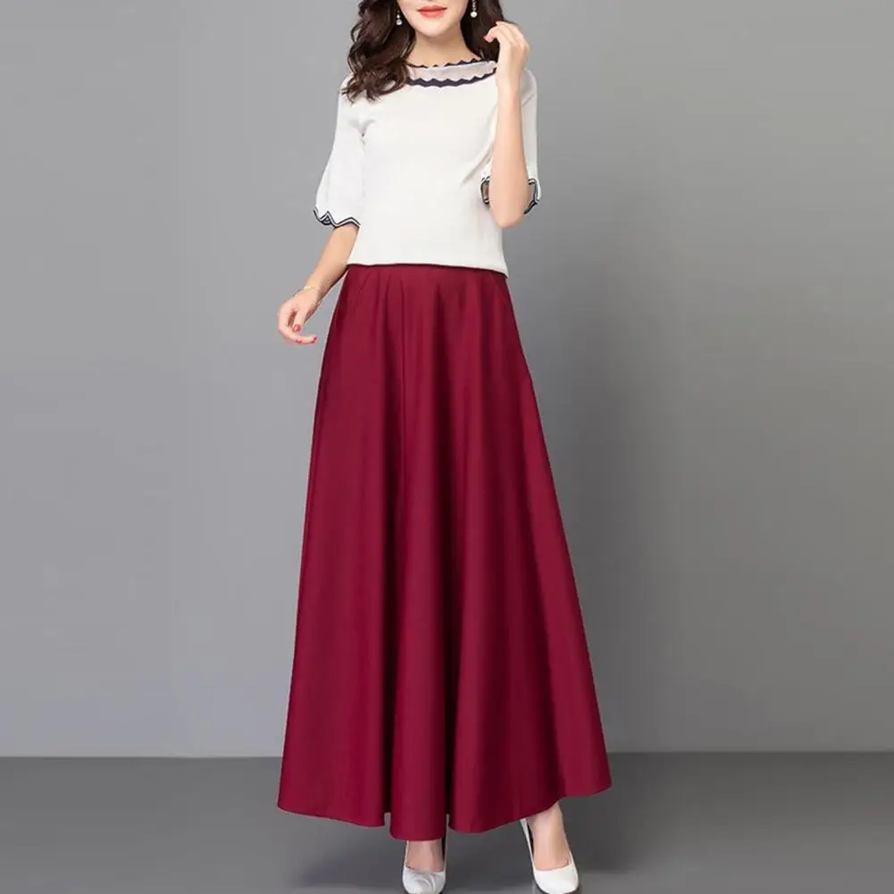 

Women Commuting Skirt Stylish Women's A-line Maxi Skirt High Waist Tummy Control Breathable Fabric Ankle Length for Dating