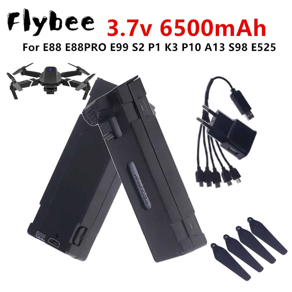 Lot de 5 Batteries E88 6500mAh pour Drone - Chargeur Inclus