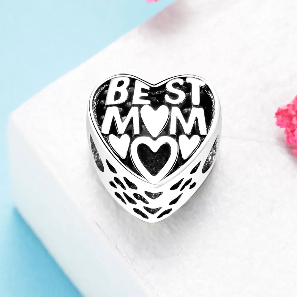 

FC Jewelry Fit Original BrandCharms Bracelet 925 Sterling Silver Love Best Mom Love Heart Beads For Making Women Berloque 2022
