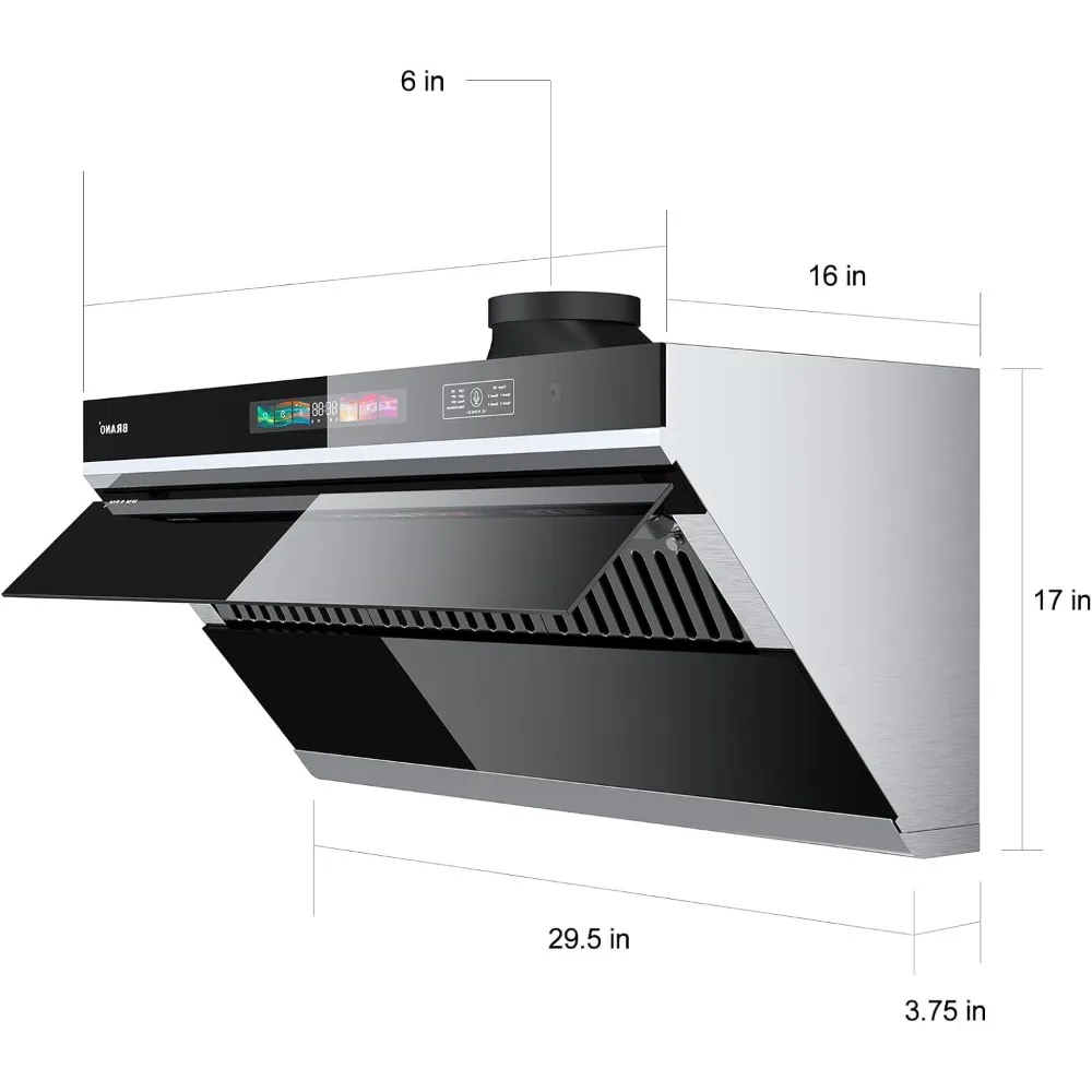 30 inch Under Cabinet Range Hood, 900 CFM Kitchen Hood with Voice/Gesture/Touch Control,Ducted/Ductless 6
