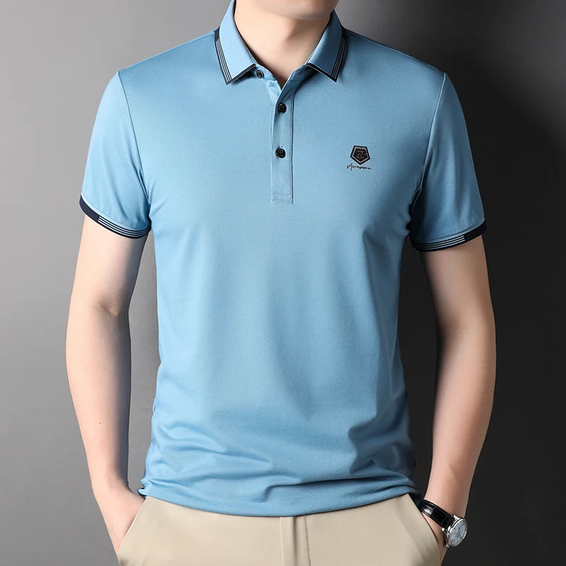 

Top Grade New Designer Logo Summer Brand Mens Polo Shirts With Short Sleeve Turn Down Collar Casual Tops Fashions Men Clothing