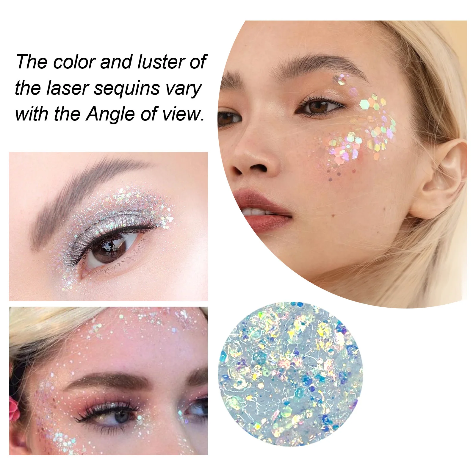 EELHOE Face Glitter Gel Makeup Mermaid Scale Party Stage Eye Nail Hair Body Art Flash Sequins Glitter Decoration Beauty Care 30g 4