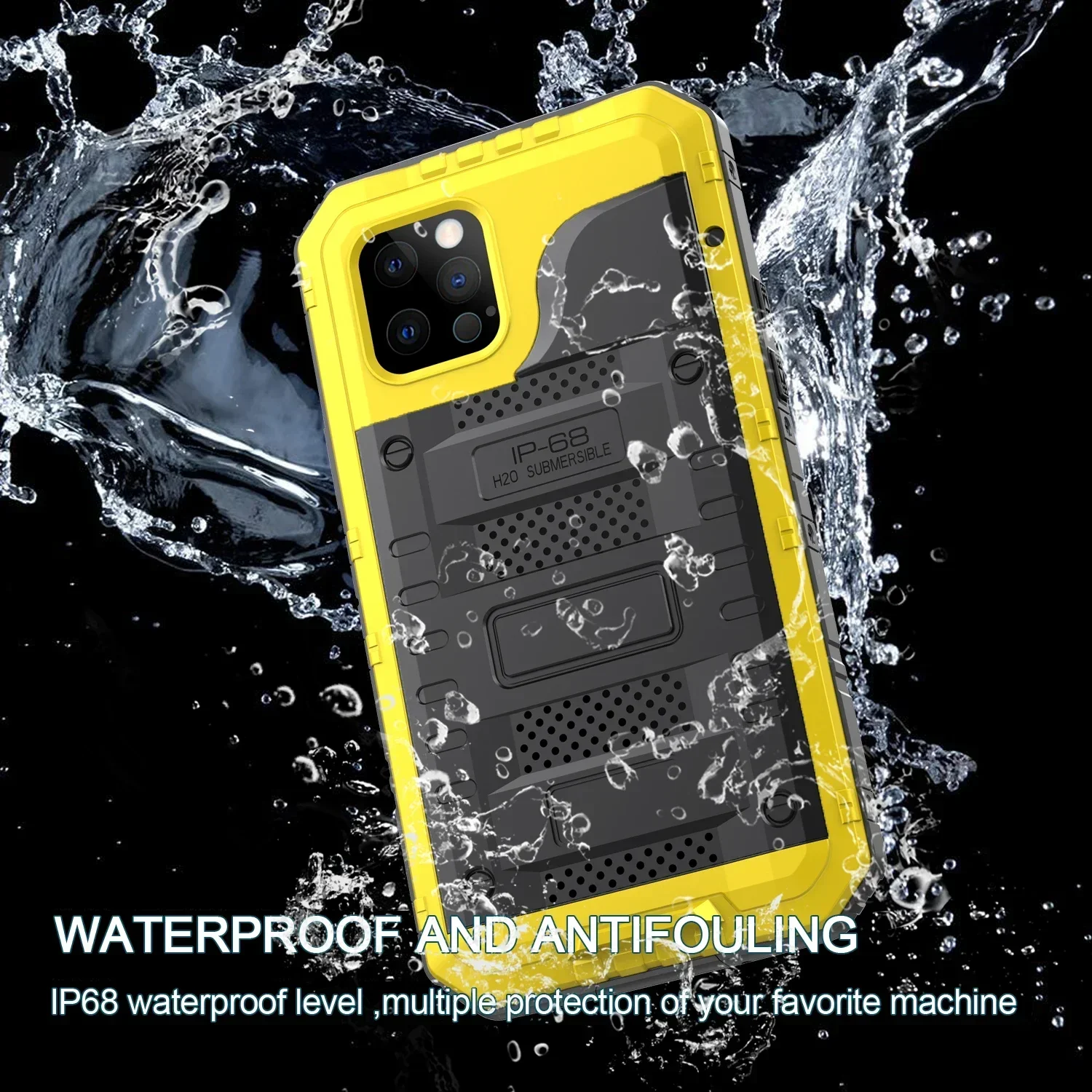 Heavy-duty metal waterproof case for iPhone15 14 13Pro Max Screen Protector iPhone14 Plus 12 11 XS XR Rugged shockproof cover