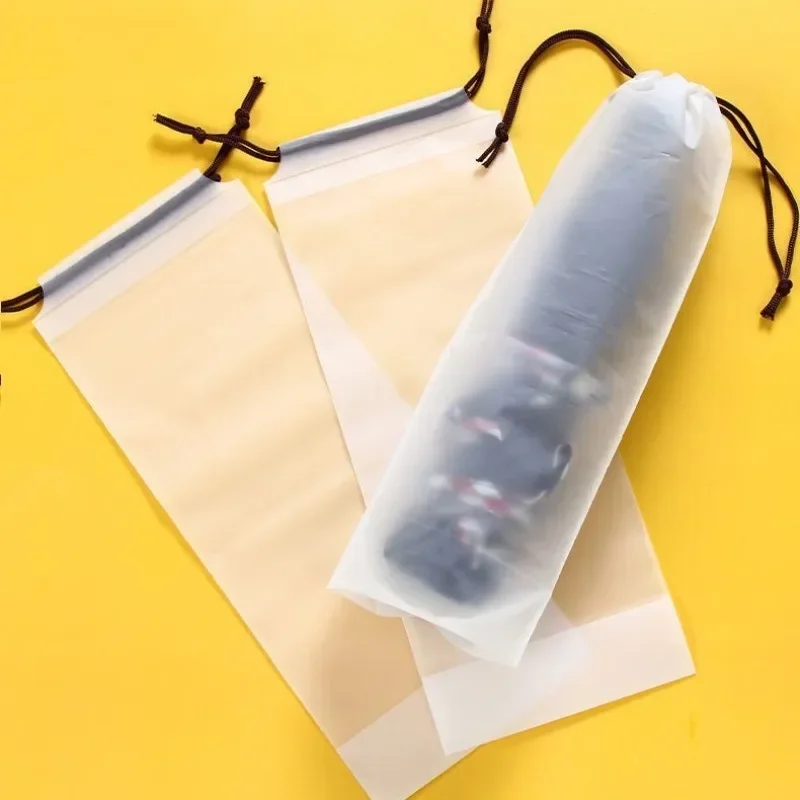 Collapsible Umbrella Storage Waterproof Bag Wet Carry-On Bag Reusable Umbrella Cover for Travel Translucent Drawstring Pocket