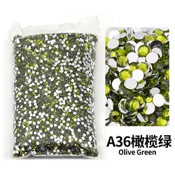 Variety Pack of Small Resin Rhinestones for Nail Art and DIY Crafts - Bulk Wholesale Flat Back Crystals (Olive green)
