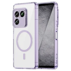 Magnetic Transparent Shockproof Phone Case with Soft TPU Frame and Acrylic Protective Cover for Sony Xperia 1 VIII (Purple)